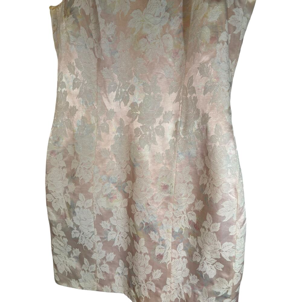 Ethereal‎ Fairy Pink Vintage Brocade Mini Dress Satin L Pearl Straps Feminine - Picture 13 of 16